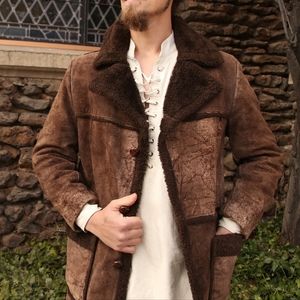 Brown Leather and Faux Fur Western Coat, size 40